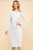 ASYMMETRY OFF SHOULDER SIDE RUCHED MIDI DRESS sold by Heart & Hips