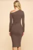 ASYMMETRY OFF SHOULDER SIDE RUCHED MIDI DRESS sold by Heart & Hips
