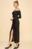 OFF SHOULDER RUCHED LONG SLEEVE SLIT MAXI DRESS sold by Heart & Hips