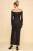 OFF SHOULDER RUCHED LONG SLEEVE SLIT MAXI DRESS sold by Heart & Hips