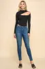 ASYMMETRICAL CUT OUT RIB LONG SLEEVE TOP sold by Heart & Hips