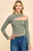 ASYMMETRICAL CUT OUT RIB LONG SLEEVE TOP sold by Heart & Hips