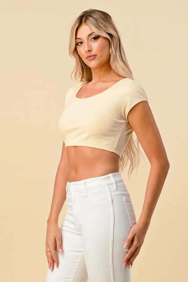 WIDE SHOULDER RIB SUPER CROP TOP sold by Heart & Hips product image thumbnail 3