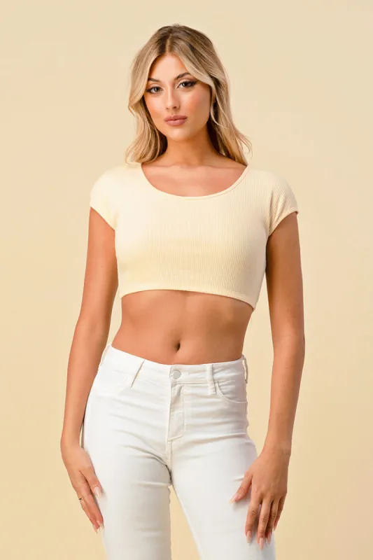 WIDE SHOULDER  RIB SUPER CROP TOP sold by Heart & Hips