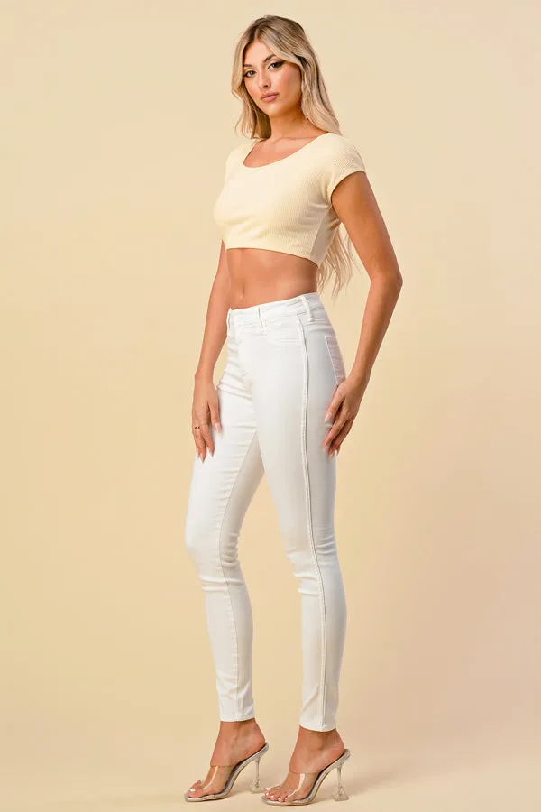 WIDE SHOULDER RIB SUPER CROP TOP sold by Heart & Hips product image thumbnail 5