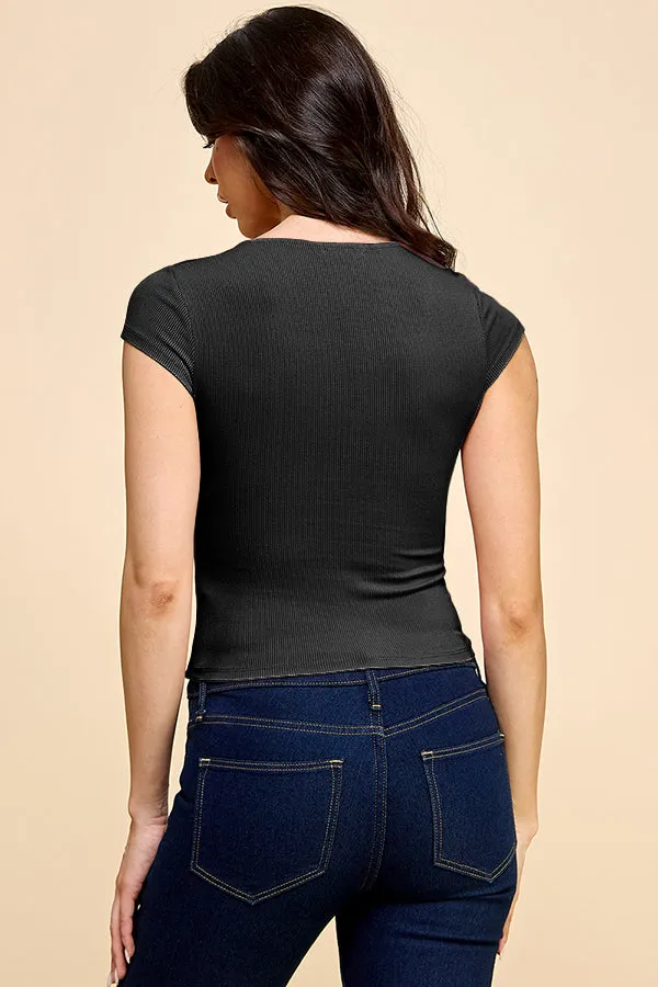 Double Lined V-Neck Top sold by Heart & Hips product image thumbnail 3