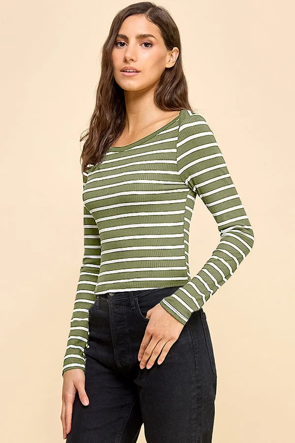 BOAT NECK WITH OVER LAP DETAIL LONG SLEEVE TOP sold by Heart & Hips product image thumbnail 2