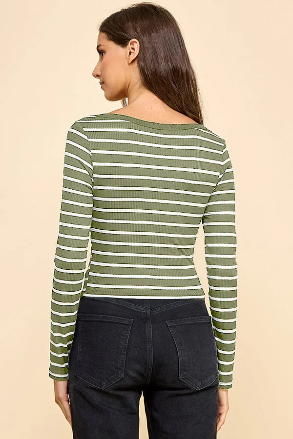 BOAT NECK WITH OVER LAP DETAIL LONG SLEEVE TOP sold by Heart & Hips product image thumbnail 3