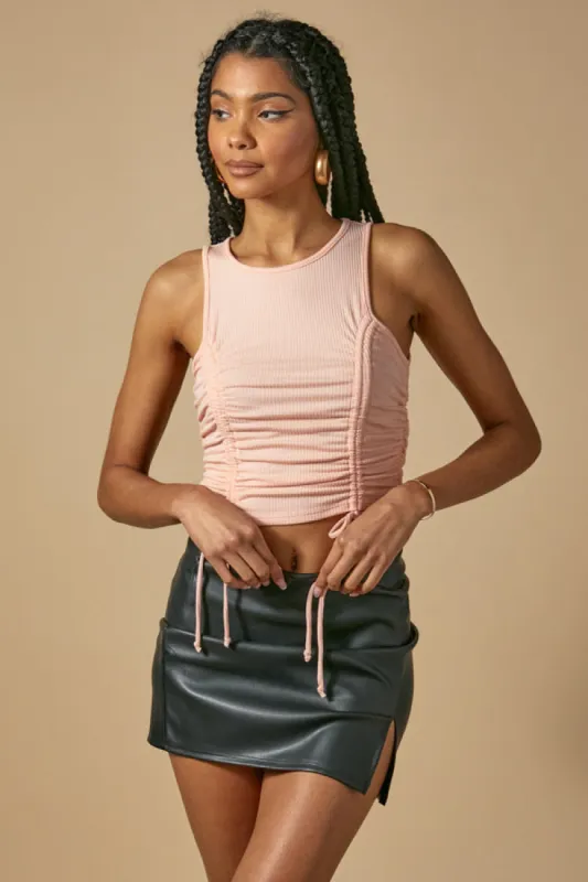 BRUCHED RIB RUCHED TANK TOP sold by Heart & Hips