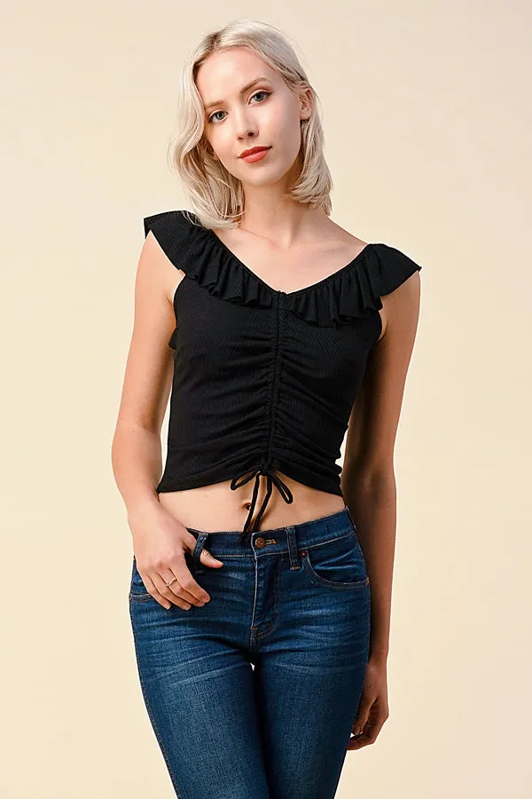 RUFFLE DETAIL CROP TOP sold by Heart & Hips product image thumbnail 5