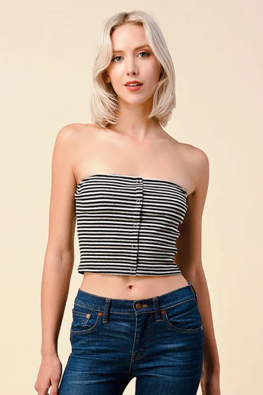 MULTI COLOR FRONT SNAP TAPE TUBE TOP sold by Heart & Hips