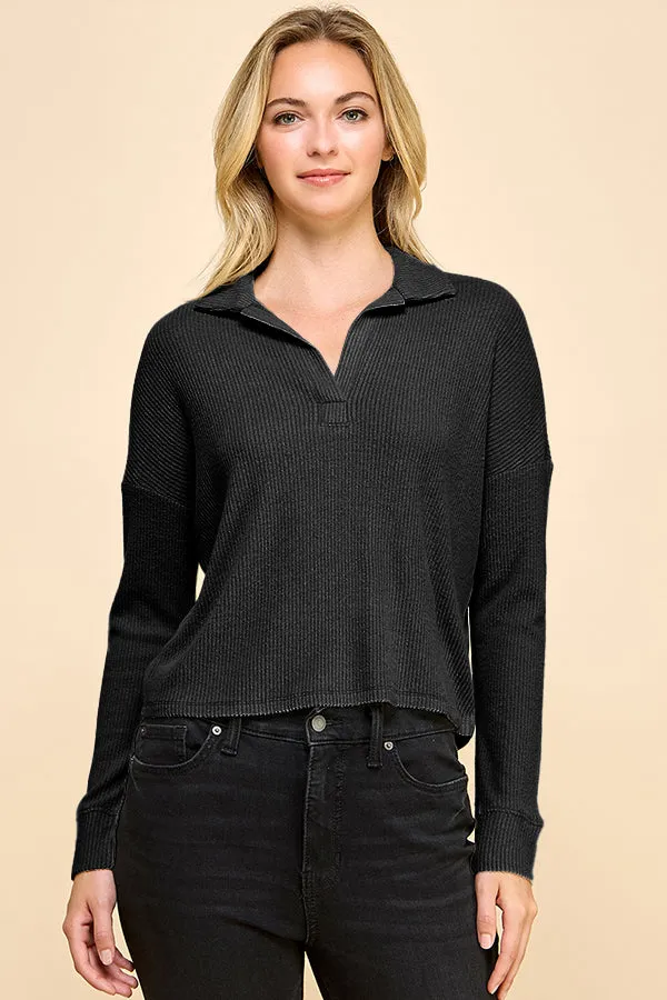 RELAXED LONG SLEEVE POLO TEE sold by Heart & Hips