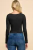 PLEAT CHEST DETAIL 4X2 RIB LONG SLEEEVE TOP sold by Heart & Hips