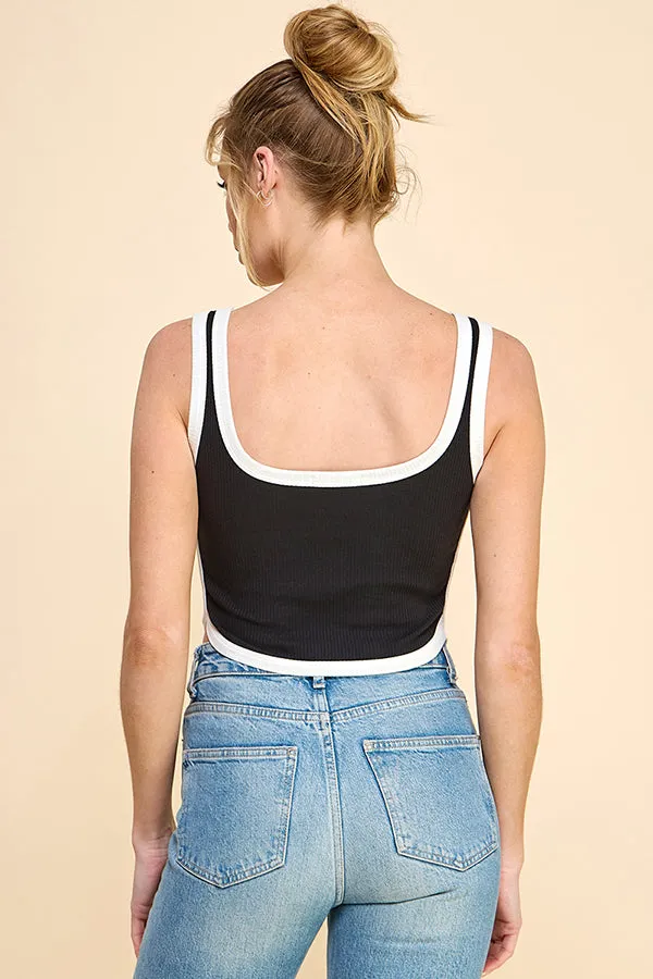 CONTRAST BINDING DETAIL CROP TANK sold by Heart & Hips product image thumbnail 3