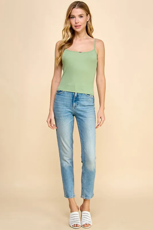 SCALLOP DETAILED NECKLINE RIBBED CAMI W/ROSE BUD sold by Heart & Hips