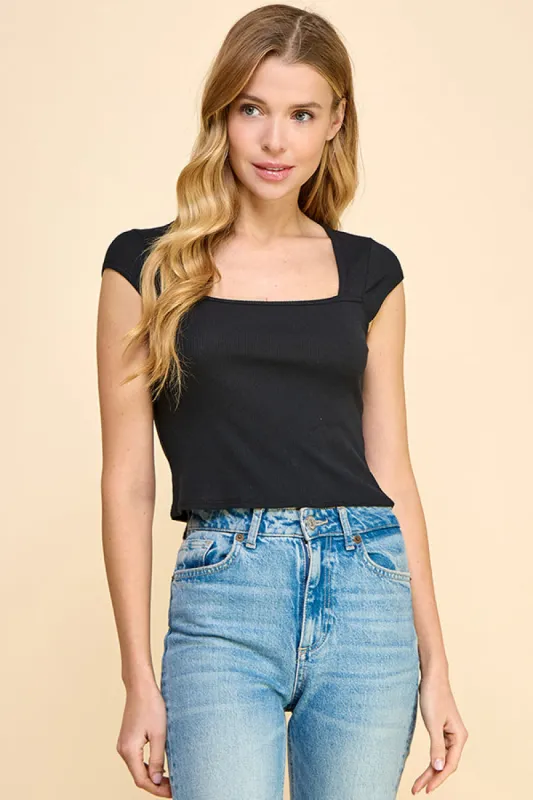 SQUARE NECK CAP SLEEVE TOP sold by Heart & Hips