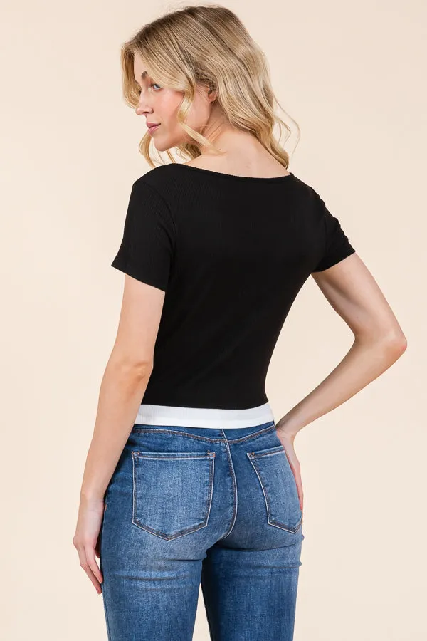 LAYERS WITH BOW DETAIL SHORT SLEEVE TOP sold by Heart & Hips product image thumbnail 3