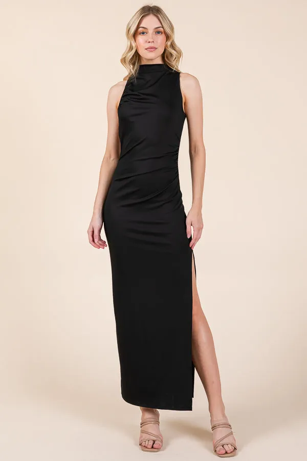 BACK CUT OUT SIDE SHIRRING SIDE DEEP SLIT MAXI DRESS sold by Heart & Hips product image thumbnail 4