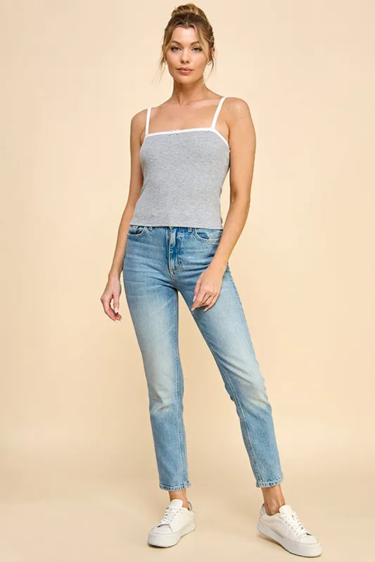 SCALLOP EDGE DETAIL CAMI TOP W/ BOW DETAIL sold by Heart & Hips