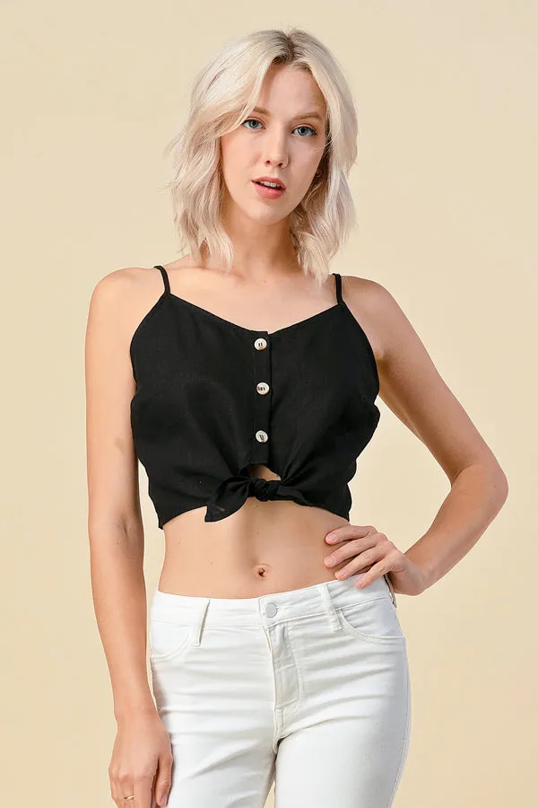 BUTTON DOWN TIE END LINEN CAMI TOP sold by Heart & Hips