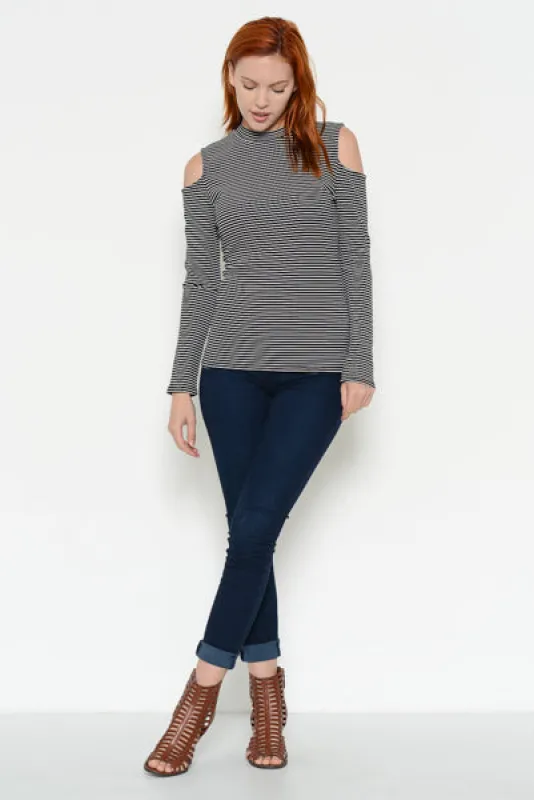 LSLV COLD SHOULDER STRIPE TOP sold by Heart & Hips