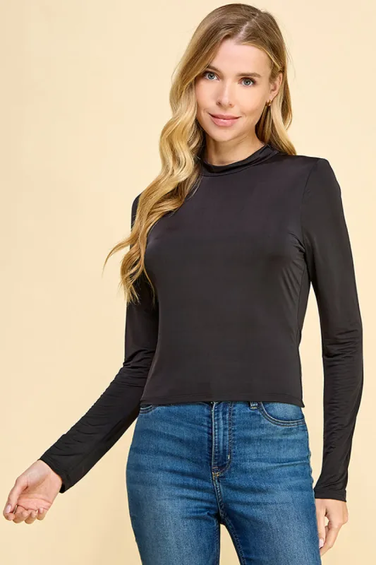 DOUBLE LAYERED FRONT MOCK NECK LONG SLEEVE TOP sold by Heart & Hips