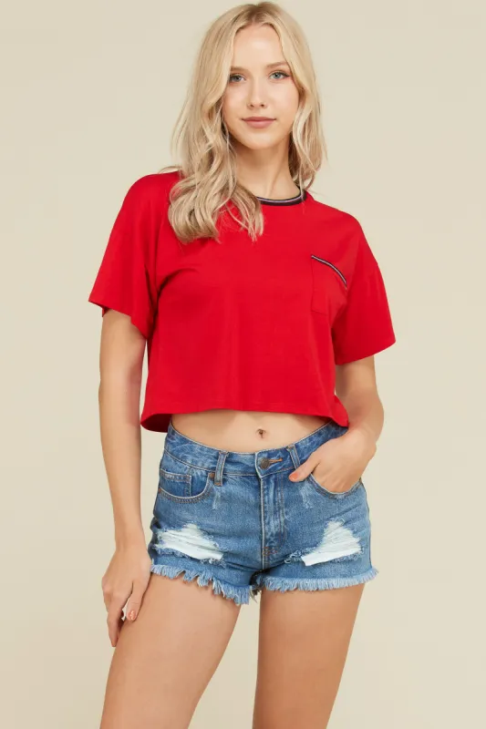 CONTRAST BAND CROP TOP sold by Heart & Hips