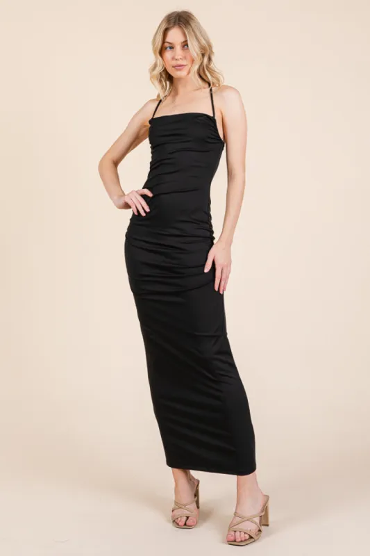 ASYMMETRY RUCHED DOUBLE LAYERED MAXI DRESS sold by Heart & Hips