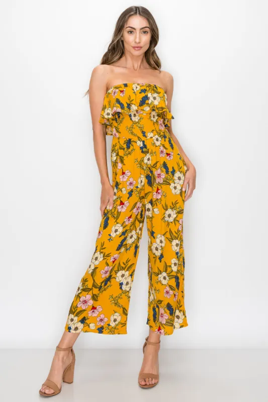 RUFFLE TUBE SMOCKING DETAIL JUMPSUIT sold by Heart & Hips