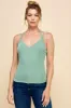 RIBBED V-NECK LACE TRIM WITH STRAP TANK TOP sold by Heart & Hips