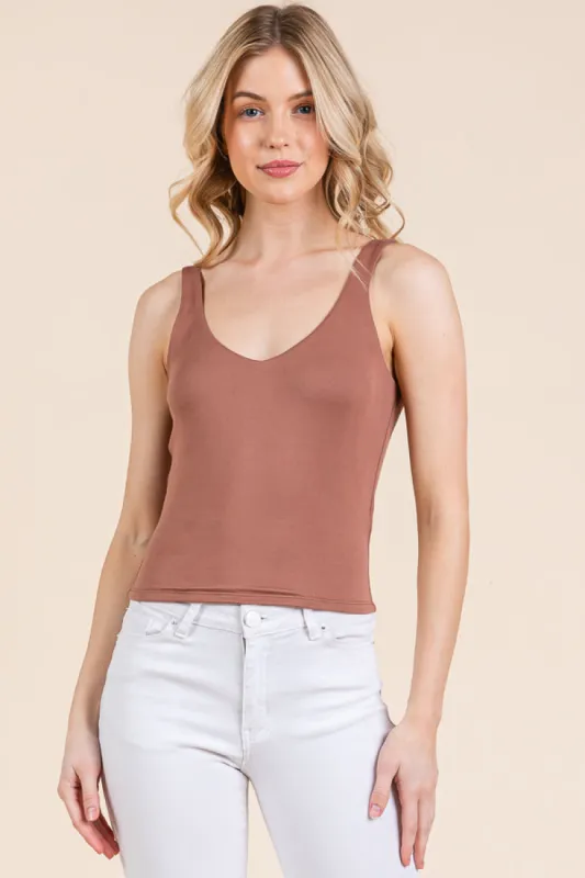 V-NECK BASIC DOUBLE LAYERS TANK TOP sold by Heart & Hips
