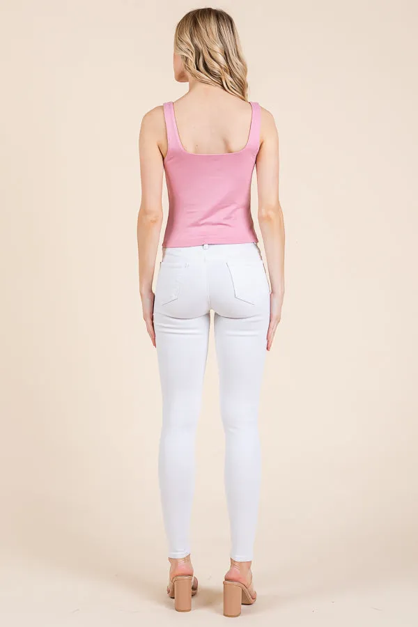 SQUARE NECK BASIC DOUBLE LAYERS TANK TOP sold by Heart & Hips product image thumbnail 3