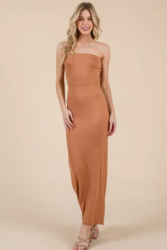 TUBE DOUBLE LAYERED RUCHED BACK MAXI DRESS sold by Heart & Hips