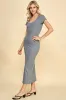DOUBLE LAYERED RIBBED DOUBLE SCOOP SHORT SLV MAXI DRESS sold by Heart & Hips