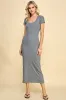 DOUBLE LAYERED RIBBED DOUBLE SCOOP SHORT SLV MAXI DRESS sold by Heart & Hips