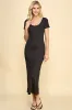 DOUBLE LAYERED RIBBED DOUBLE SCOOP SHORT SLV MAXI DRESS sold by Heart & Hips