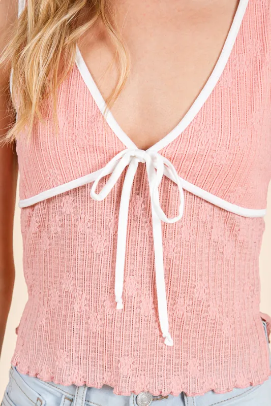 BINDING MERROW W/BOW SLEEVELESS TOP sold by Heart & Hips