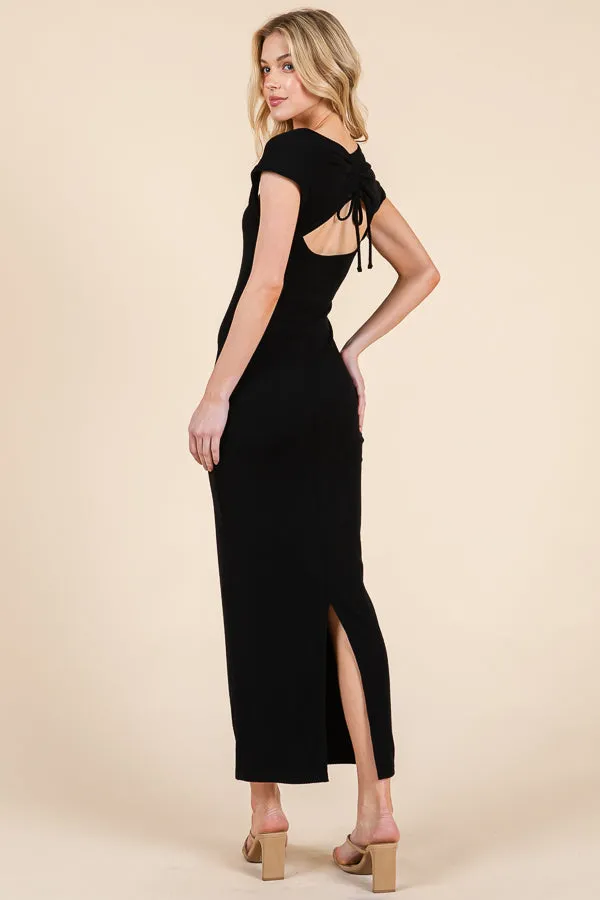 BOLERO CAP SLEEVE RUCHED OPEN BACK MIDI DRESS sold by Heart & Hips product image thumbnail 4