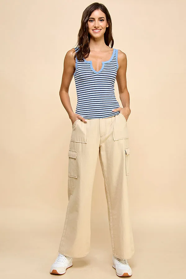 MULTI STRIPE TANK CROP TOP sold by Heart & Hips product image thumbnail 4