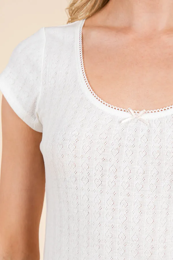 SCOOP NECK ELASTIC TRIMMED BOW TIE TOP sold by Heart & Hips product image thumbnail 4