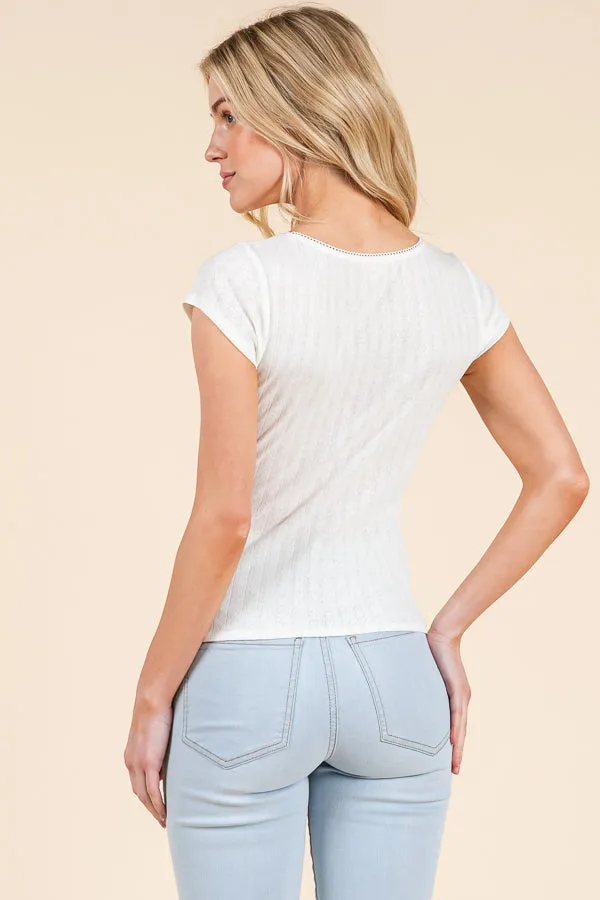 SCOOP NECK ELASTIC TRIMMED BOW TIE TOP sold by Heart & Hips product image thumbnail 3