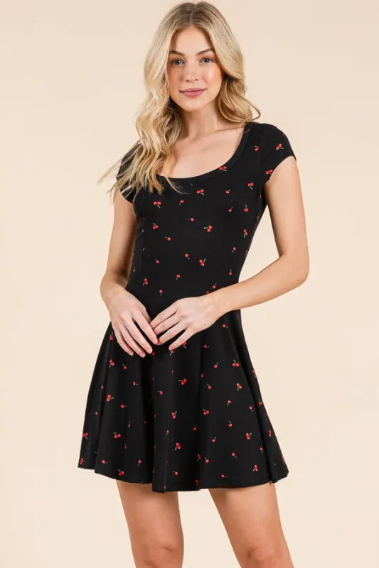 SCOOP NECK FIT AND FLARE SHORT SLEEVE MINI DRESS sold by Heart & Hips