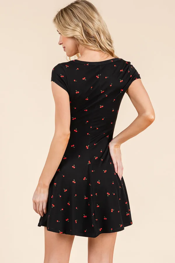 SCOOP NECK FIT AND FLARE SHORT SLEEVE MINI DRESS sold by Heart & Hips product image thumbnail 4