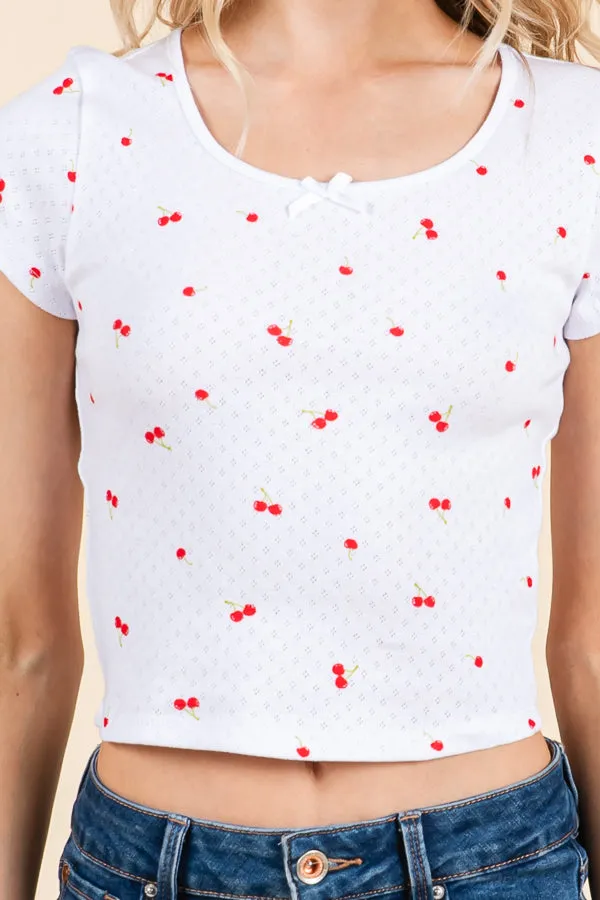 SHORT SLEEVE SCOOP NECK BOW TOP sold by Heart & Hips product image thumbnail 5