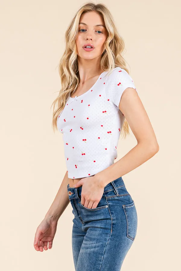 SHORT SLEEVE SCOOP NECK BOW TOP sold by Heart & Hips product image thumbnail 3