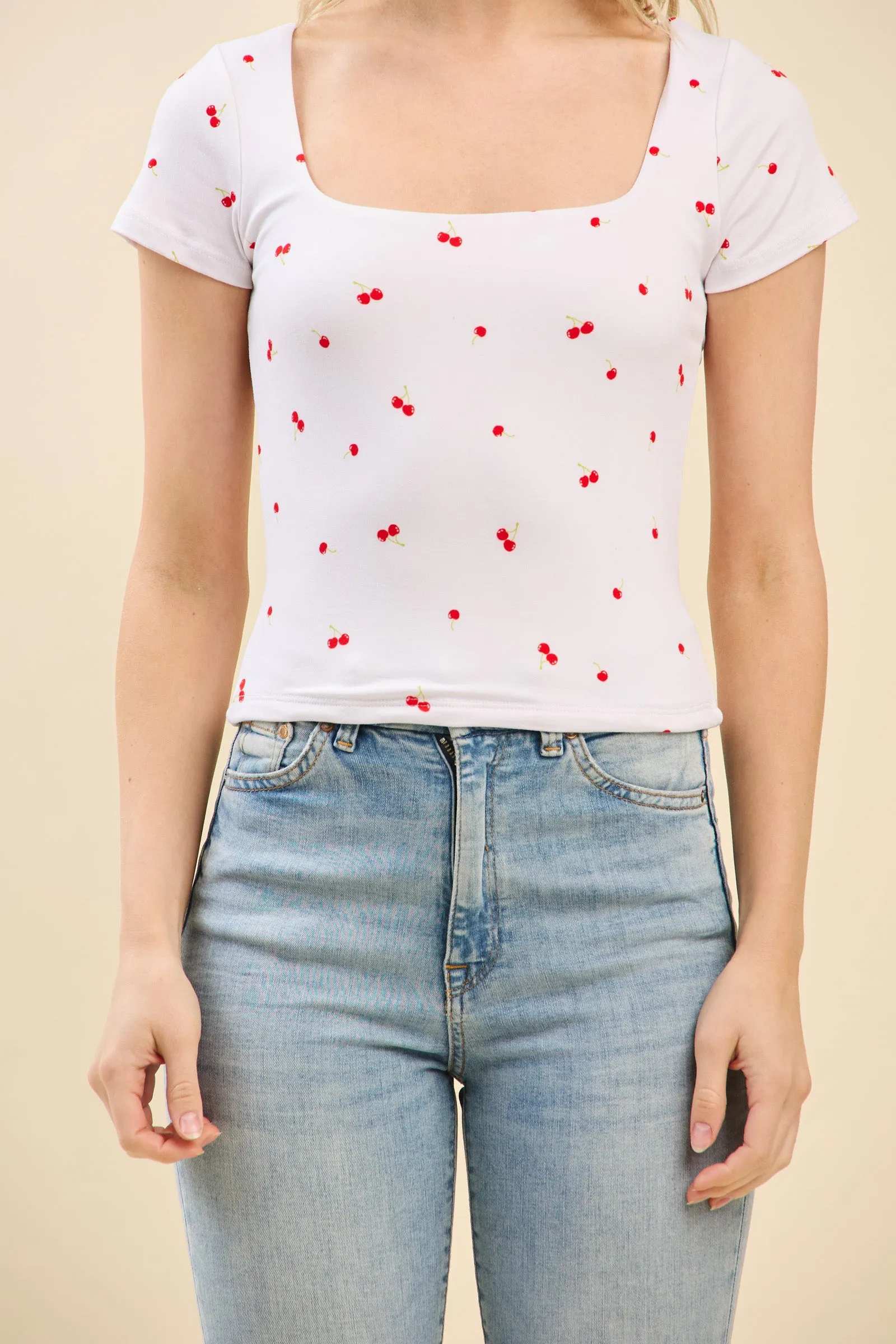 PRINTED SQUARE NECK DOUBLE LAYERED TOP sold by Heart & Hips product image thumbnail 3