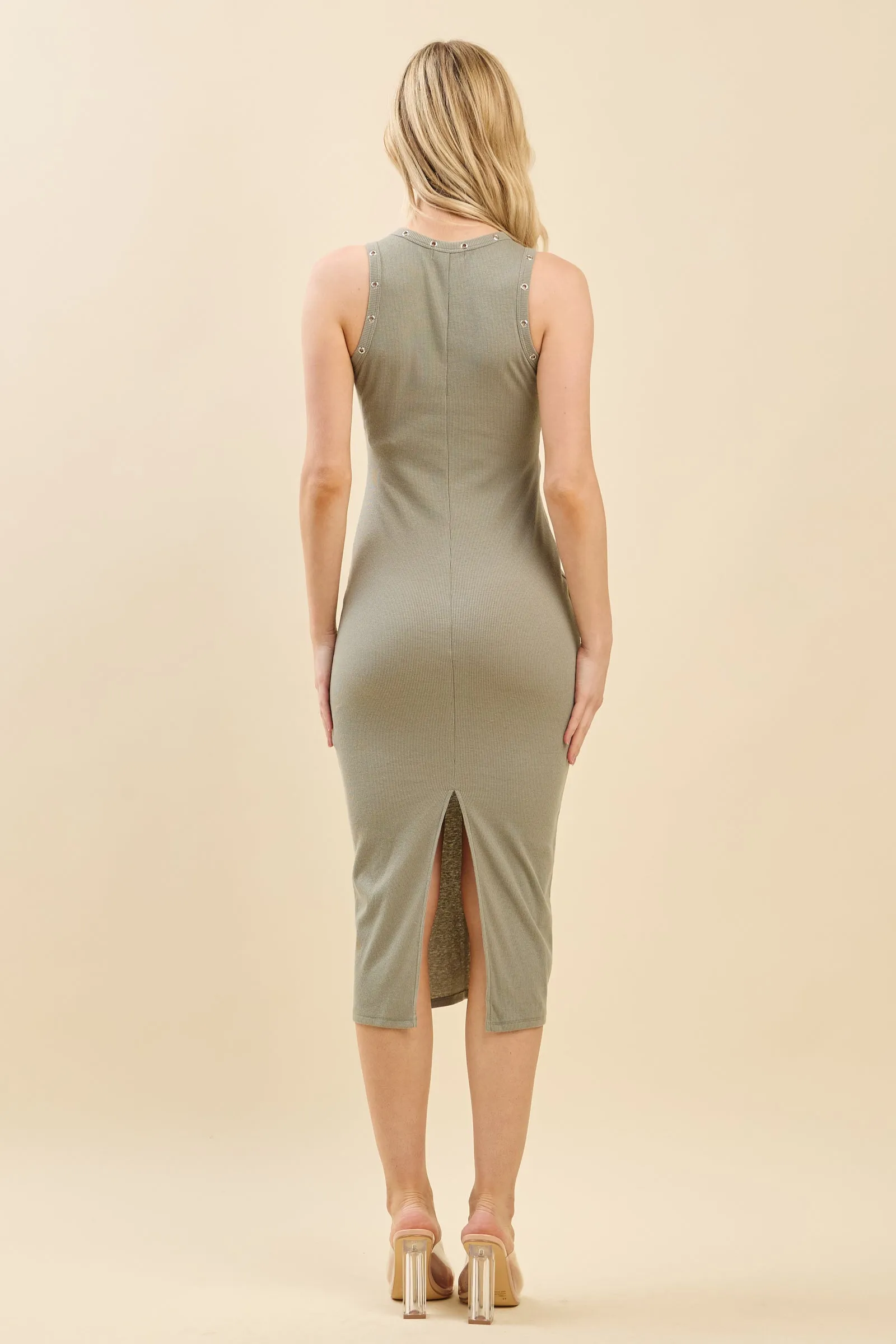 CREW NECK EYELET TANK MIDI DRESS sold by Heart & Hips product image thumbnail 3