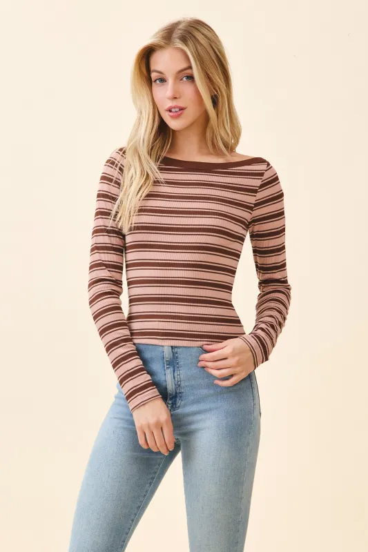 ENVELOPE NECK DETAIL STRIPE TOP sold by Heart & Hips
