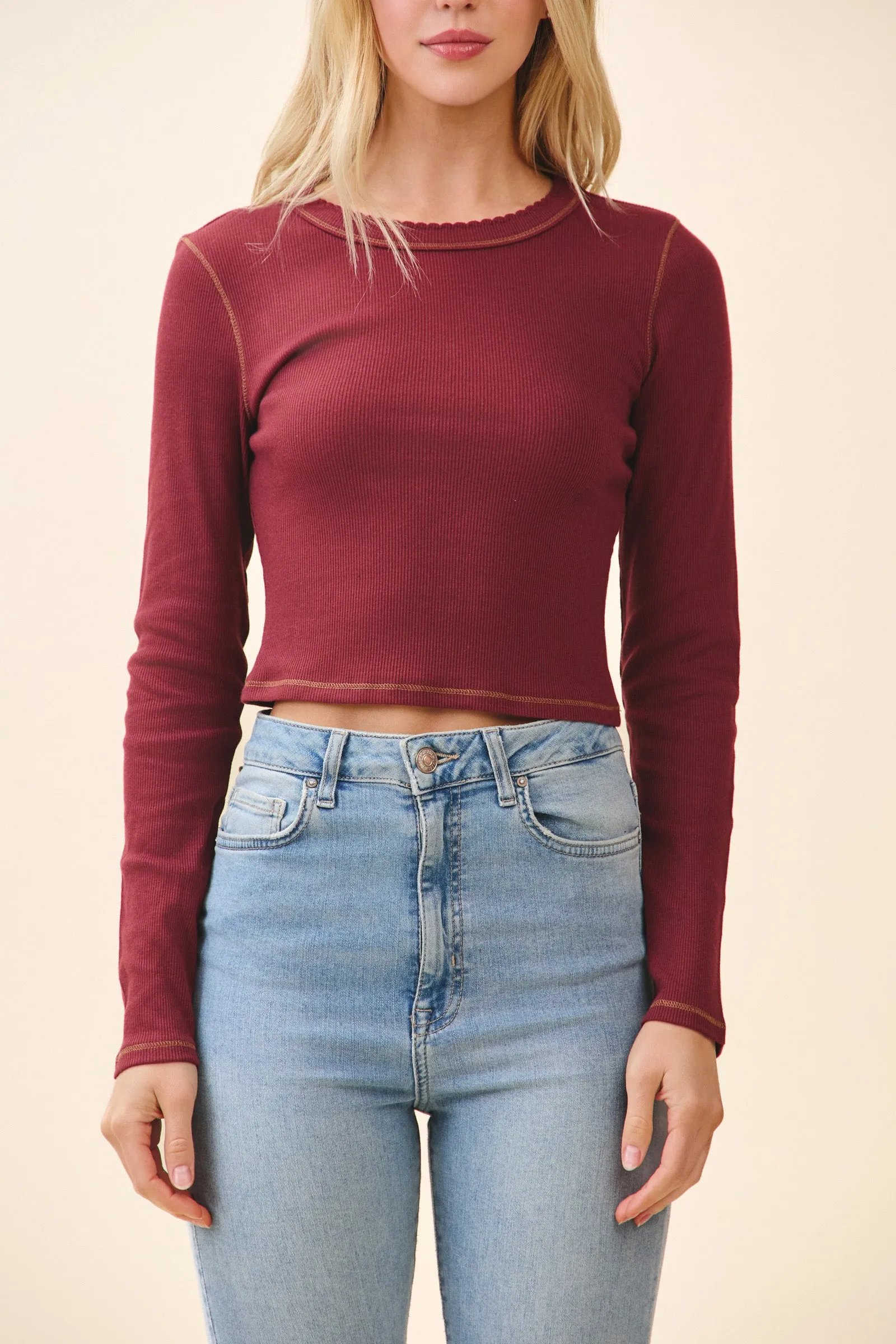 LONG SLV CREW NK W/SCALLOPED EDGE sold by Heart & Hips product image thumbnail 4