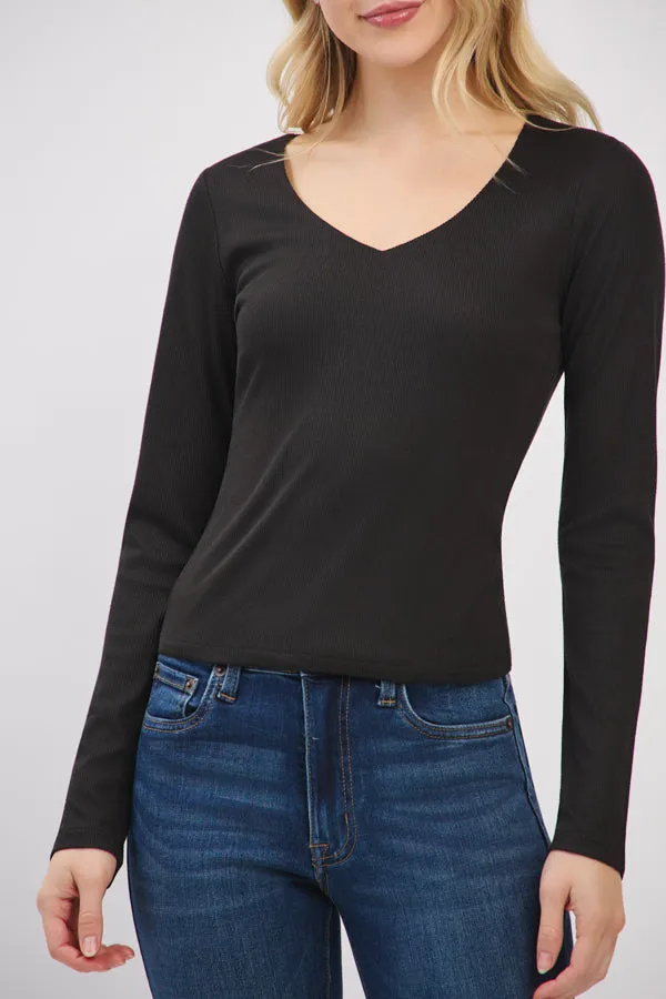 FRONT DOUBLE LAYERED V-NK LONG SLV TOP sold by Heart & Hips product image thumbnail 4